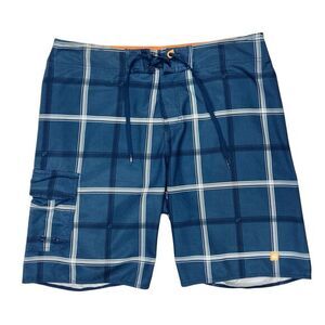 Quiksilver Shorts Mens 34 Navy Blue Plaid Drawstring Stretch‎ Beach Y2K Surfwear